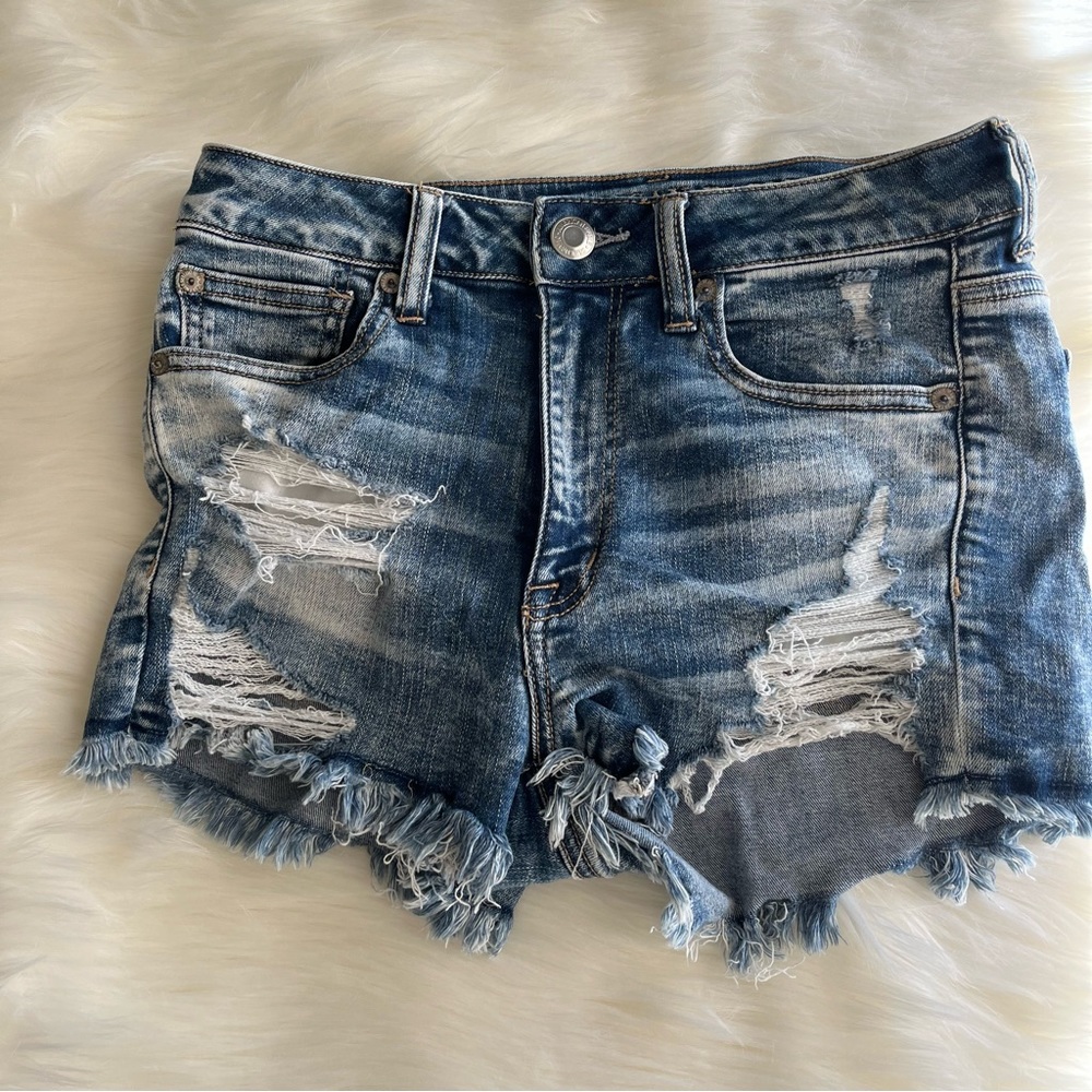 American Eagle High Rise Shortie Jean Shorts